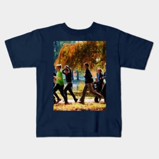 Jogging - Girls Jogging On an Autumn Day Kids T-Shirt